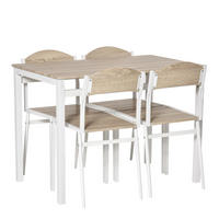 ESSGRUPPE 5-teilig Esstisch Set mit Holzmaserung MDF und Metall in Grau und Weiß, 1 Tisch und 4 Stühle für modernes Esszimmer - Hellgrau, Holzwerkstoff (100/76.5/63cm)