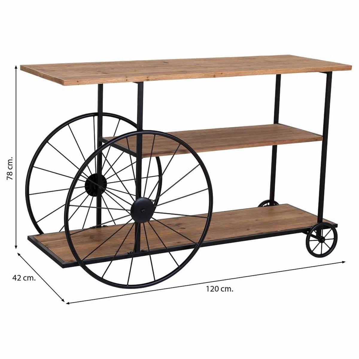 KONSOLENTISCH aus Metall und Holz, schwarz, 120x42x78cm - Schwarz, Holz (80/122/44cm) - Wanderlust