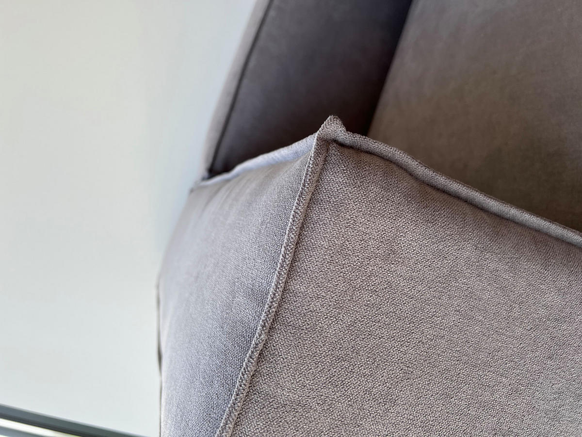 3-SITZER-SOFA Zenith Grau Luxusmicrofaser - Braun/Grau, Holz/Textil (230/64/92cm) - S-Style Möbel