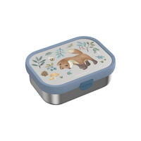 EDELSTAHL-BROTDOSE MIT GABEL Campus Forest Friends 18 x 13 cm - Blau/Multicolor, Kunststoff/Metall (13.2/6.1/17.8cm) - Mepal