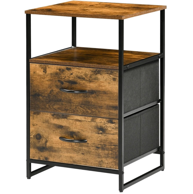 KOMMODE 45/40/70,5 cm in Braun mit 2 Stoffschubladen und 2 Ablagen - Braun, Kunststoff (45/70.5/40cm) - BEAOK