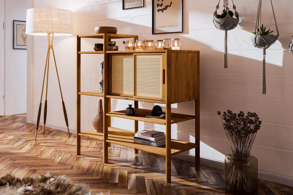 REGAL INA Wildeiche - Dunkelbraun, Holz (123/123/46cm) - byoak