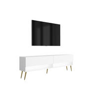 TV-LOWBOARD 170 cm Mattweiß, goldene schräge Beine, weiße LED, 170 × 32 × 52 cm - Weiß, Holzwerkstoff (170/52/32cm) - 3XE LIVING