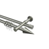 RUNDROHR-INNENLAUF-GARDINENSTANGEN-SET Prestige Savio 160 cm, 2-läufig, 20 mm Ø Edelstahl-Optik - Edelstahlfarben, Metall (160cm) - INTERDECO
