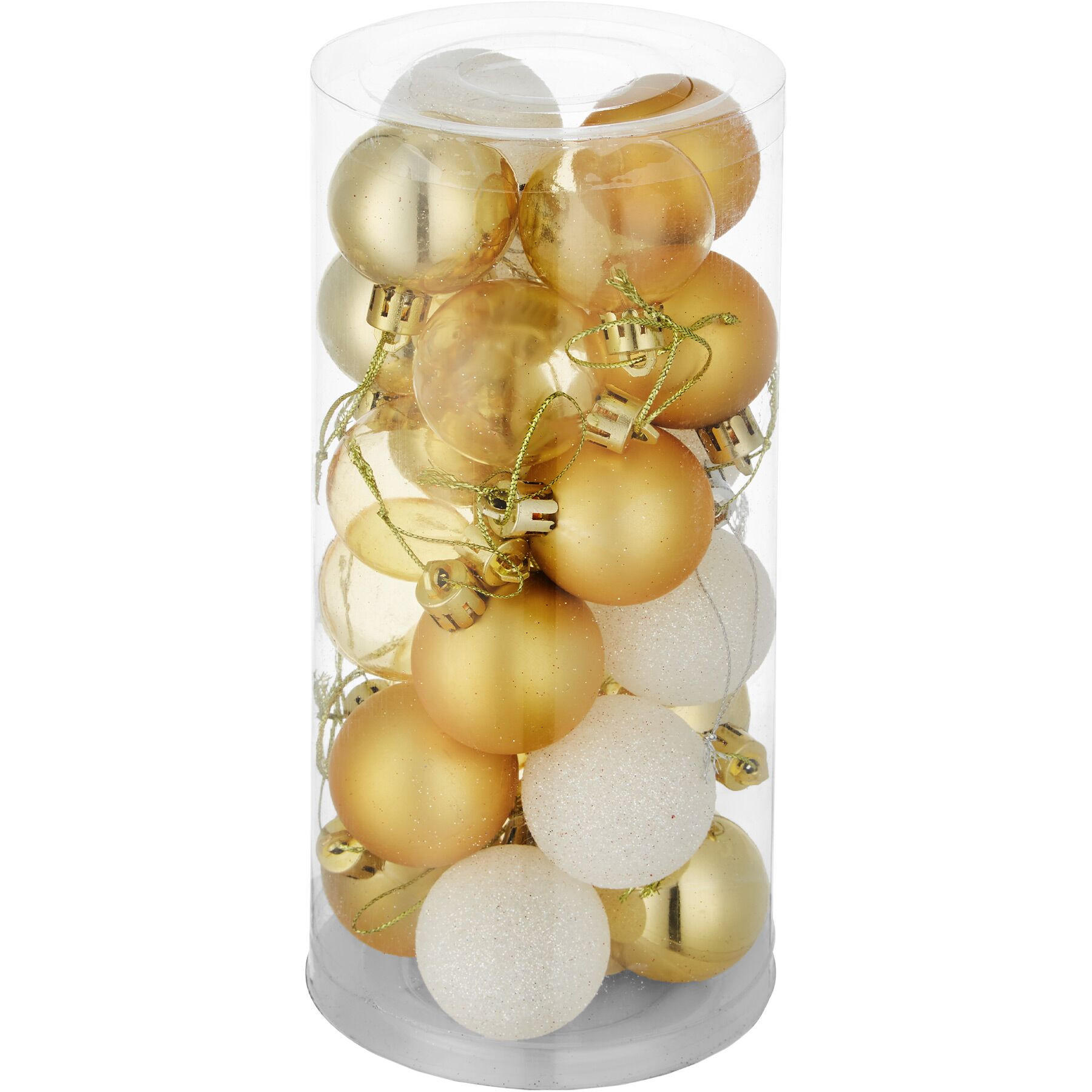 WEIHNACHTSKUGELN ,Durchmesser 4 cm,gold/weiß - Goldfarben/Weiß, Textil (4/4/4cm) - tectake