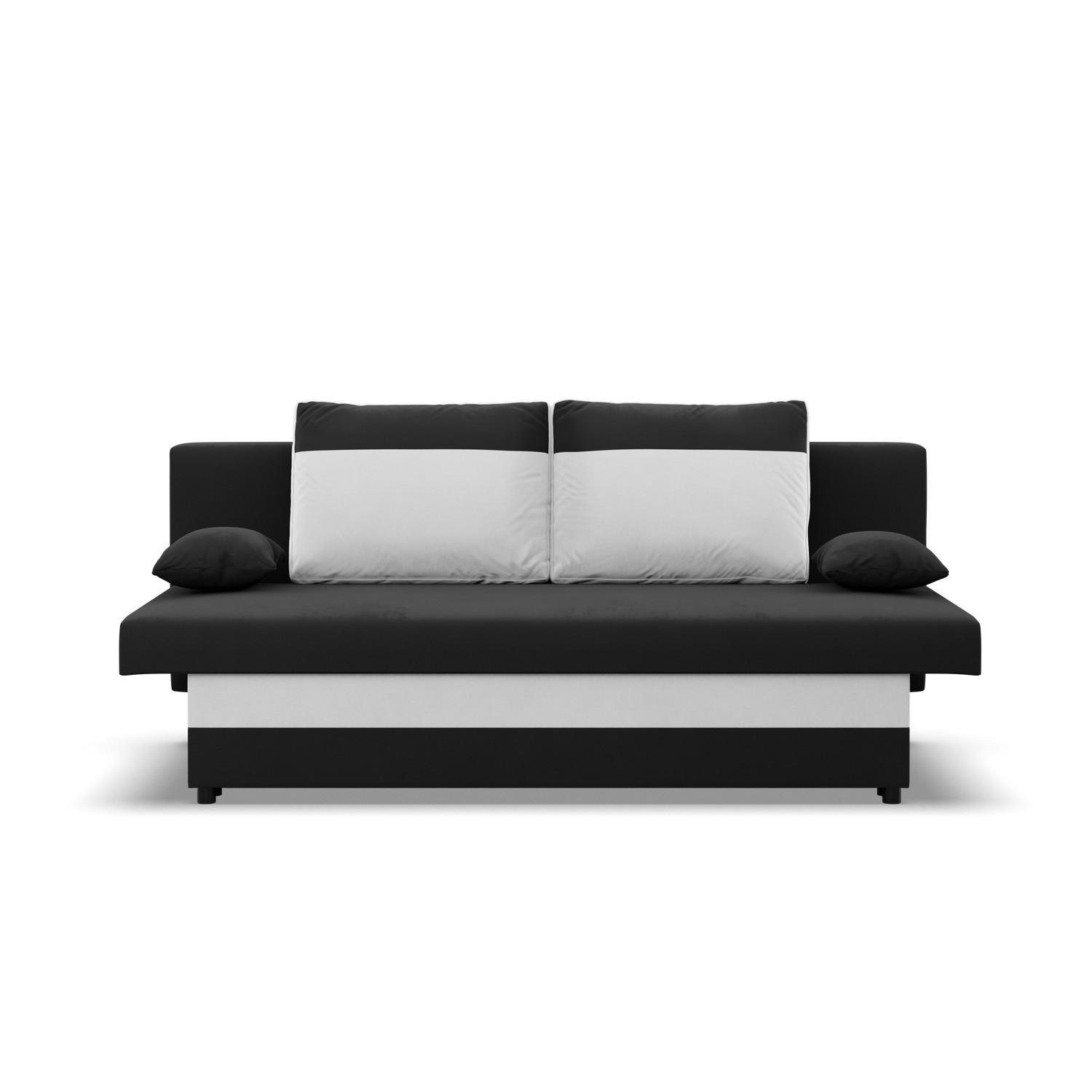 SOFA 3-SITZER MIT SCHLAFFUNKTION NOLA Schwarz/Weiß - Schwarz/Weiß, Textil (86/85/191cm) - Mebligo