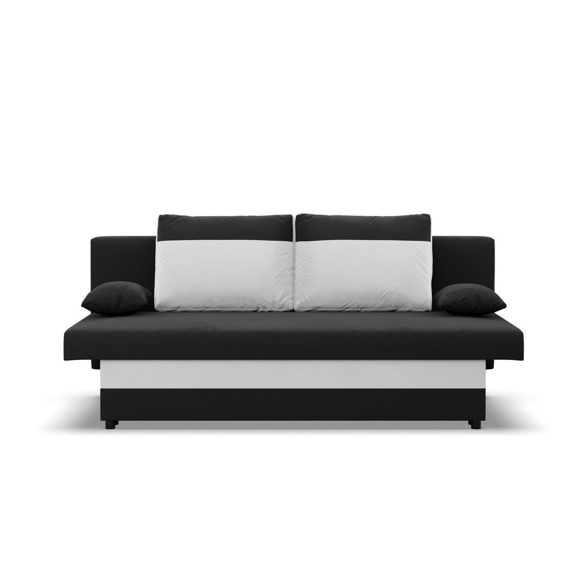 SOFA 3-SITZER MIT SCHLAFFUNKTION NOLA Schwarz/Weiß - Schwarz/Weiß, Textil (86/85/191cm) - Mebligo