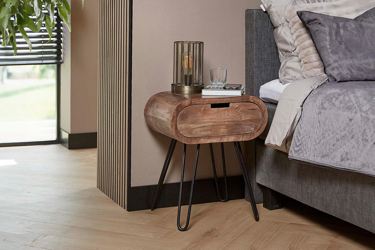 NACHTTISCH BAEL Holz Mango - Braun, Holz (50/60/35cm) - KAWOLA
