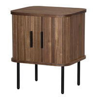 NACHTKOMMODE - MDF / Metall - Eiche - Walnussfarben/Schwarz, Holzwerkstoff/Metall (45/55/40cm) - home24