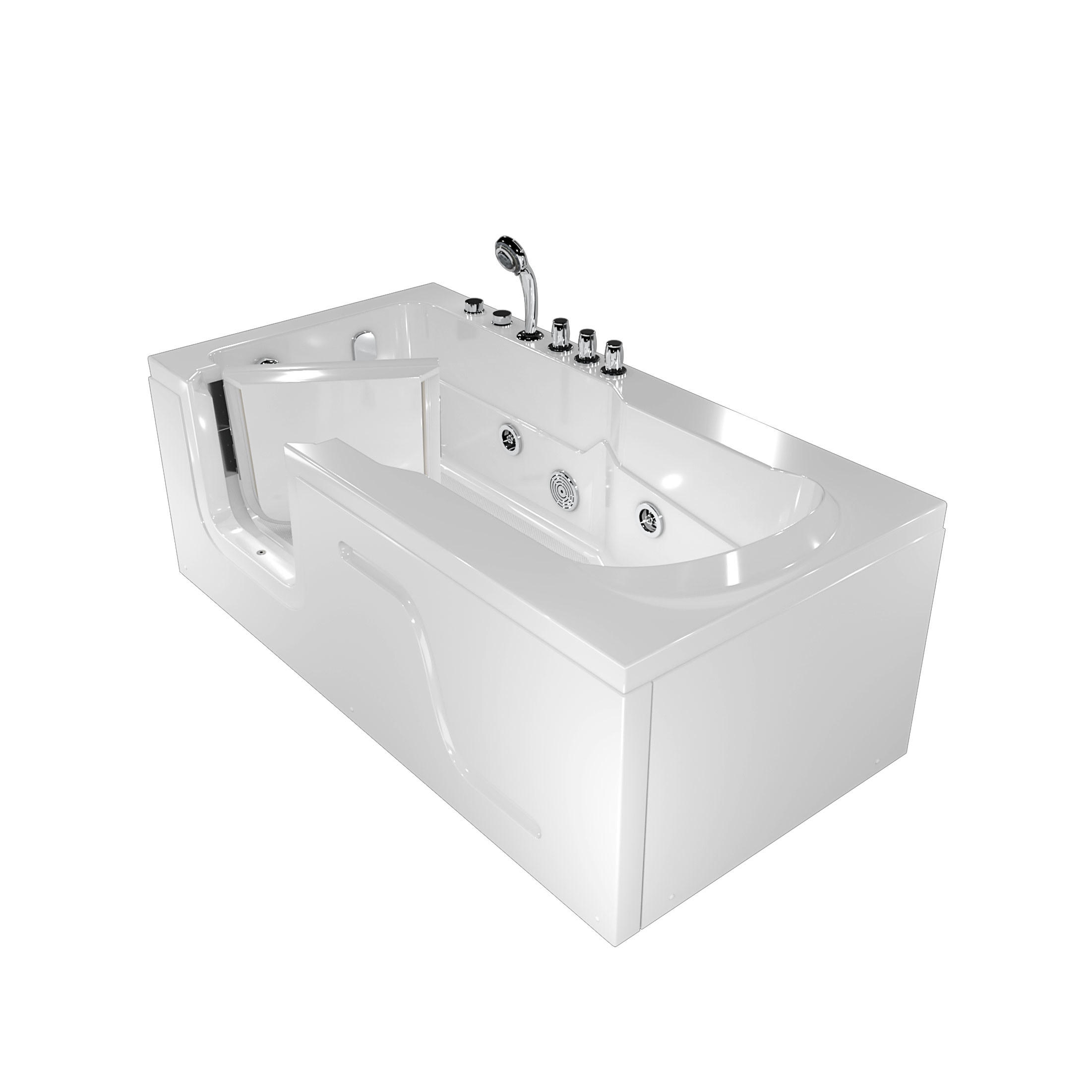 SENIORENWANNE, Whirlpool mit Tür S17-TH-WP-R 75x150cm - Weiß, Glas/Kunststoff (150/54/75cm) - AcquaVapore by Sandra Jentho