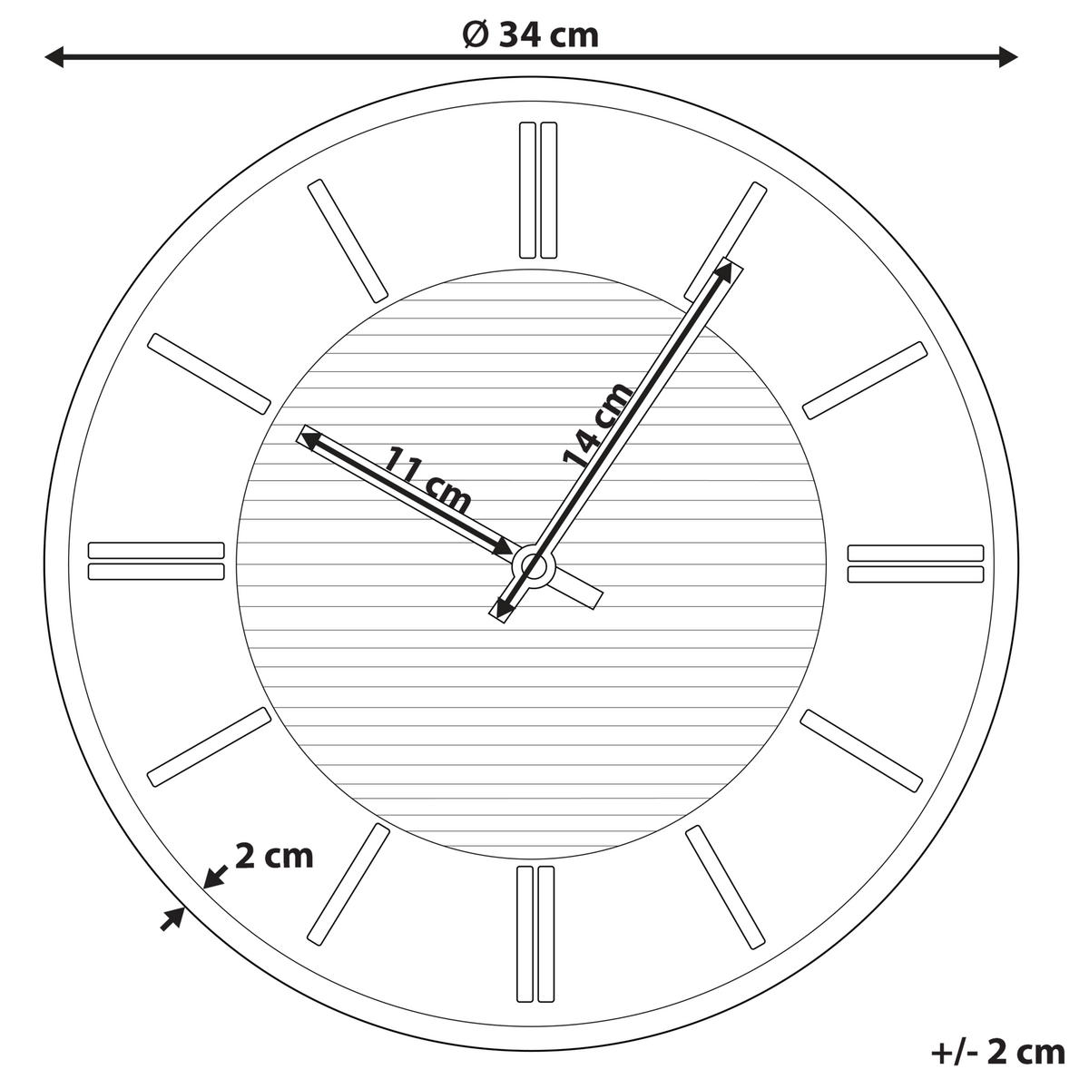 WANDUHR Kunststoff weiß/gold Daroca - Weiß, Kunststoff (34/34/3cm) - Beliani