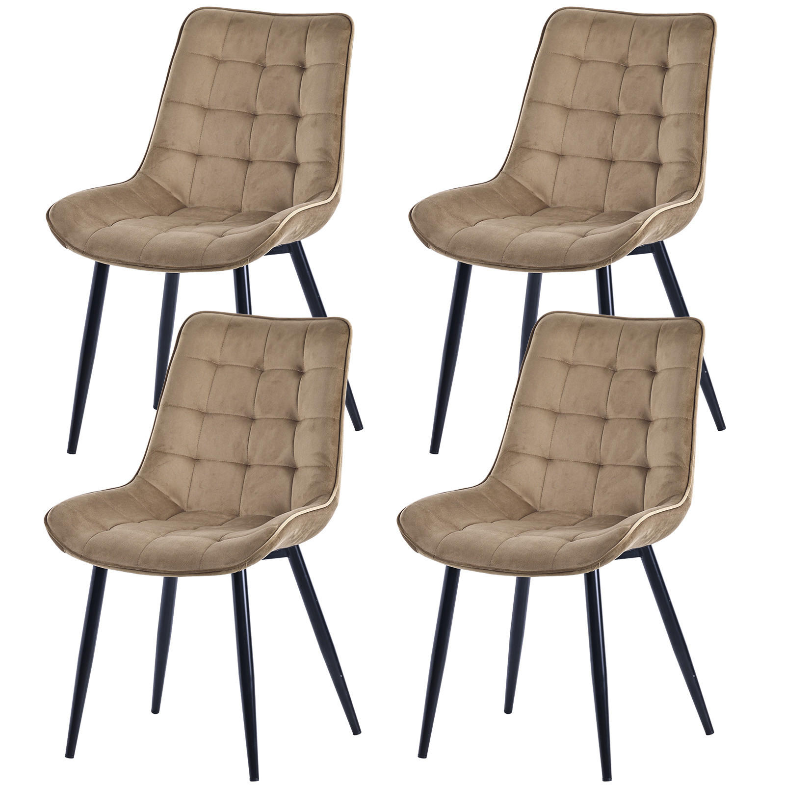 STUHL-SET 4 Stück aus Samt in Modernem Stil-YZ2 - Champagner, Textil (53/88/62.5cm) - HOMAVO