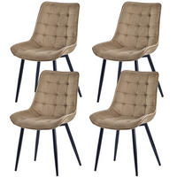 STUHL-SET 4 Stück aus Samt in Modernem Stil-YZ2 - Champagner, Textil (53/88/62.5cm) - HOMAVO