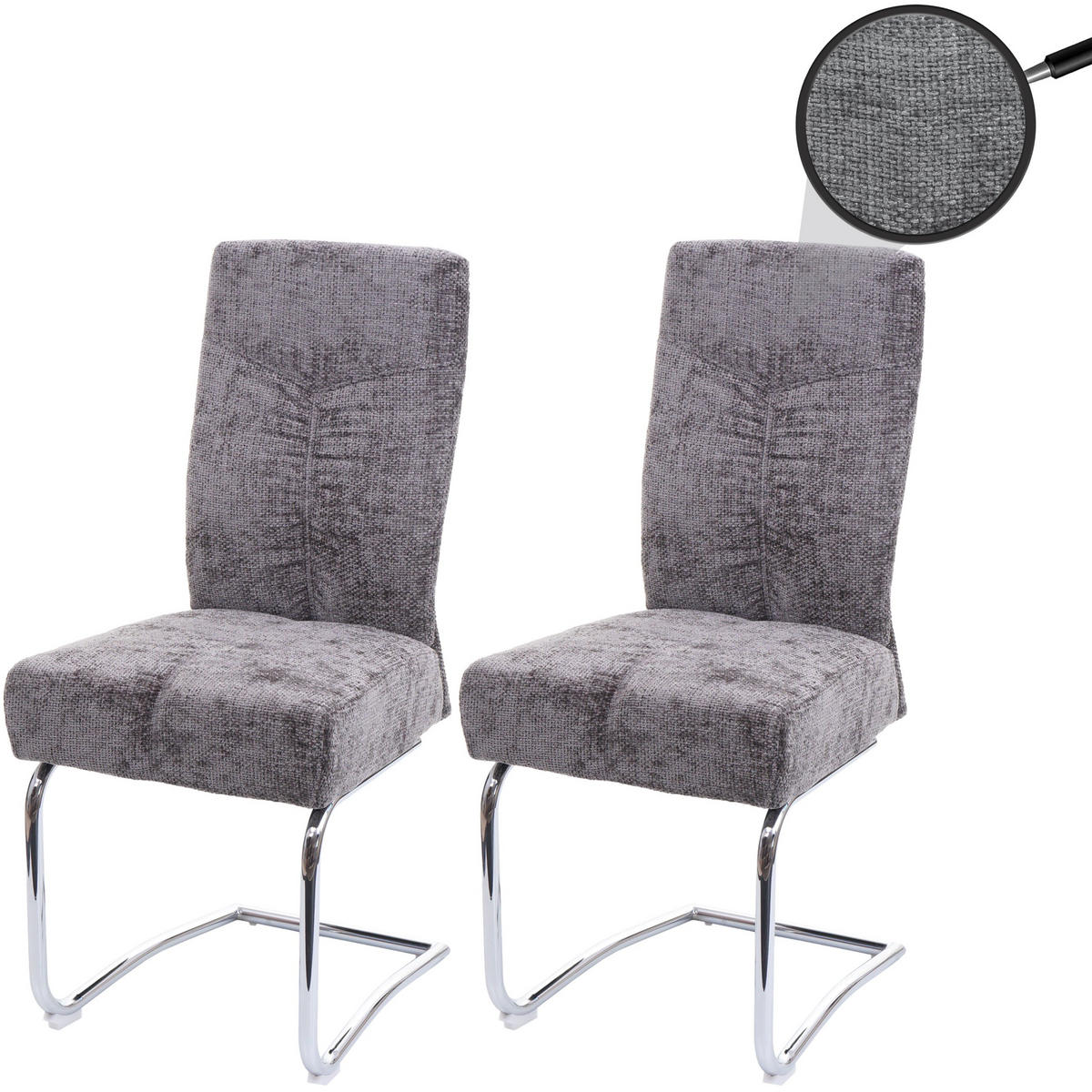 ESSZIMMERSTUHL Grau 2er-Set - Dunkelgrau/Grau, Textil (46/105/60cm) - MCW