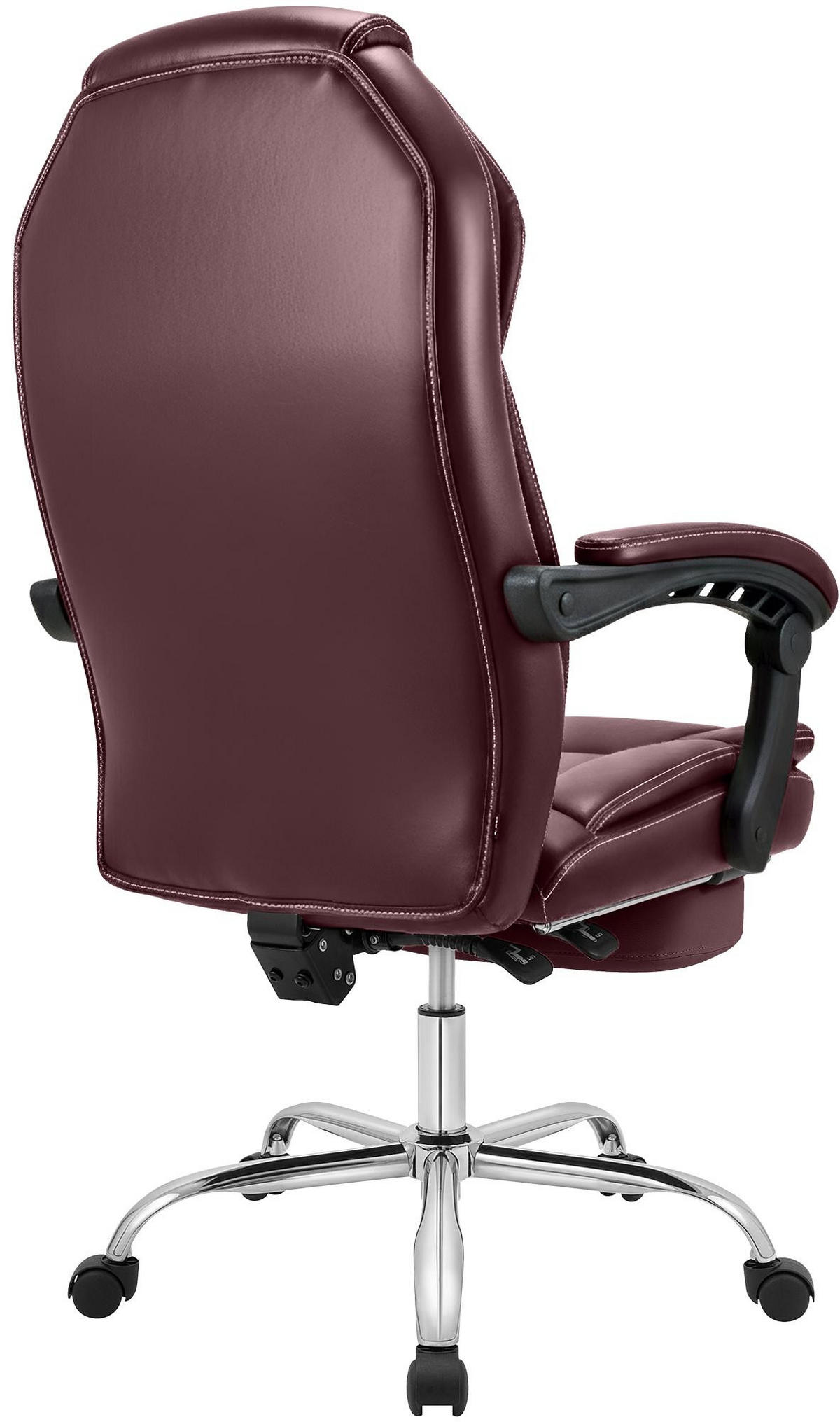 CHEFSESSEL Lederlook Bordeauxrot - Chromfarben/Bordeaux, Textil/Metall (67/114/64cm) - CLP