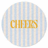FUSSMATTE Orange – Blau – Streifen – Cheers 120x120 cm - Hellblau, Kunststoff (120/0.4cm) - MuchoWow