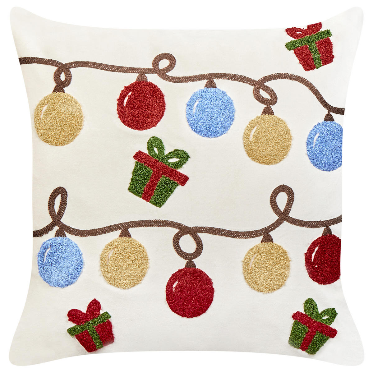 DEKOKISSEN 2er-Set Cremeweiß 45/45 cm Palmier - Blau/Gelb, Textil (45/45cm) - Beliani