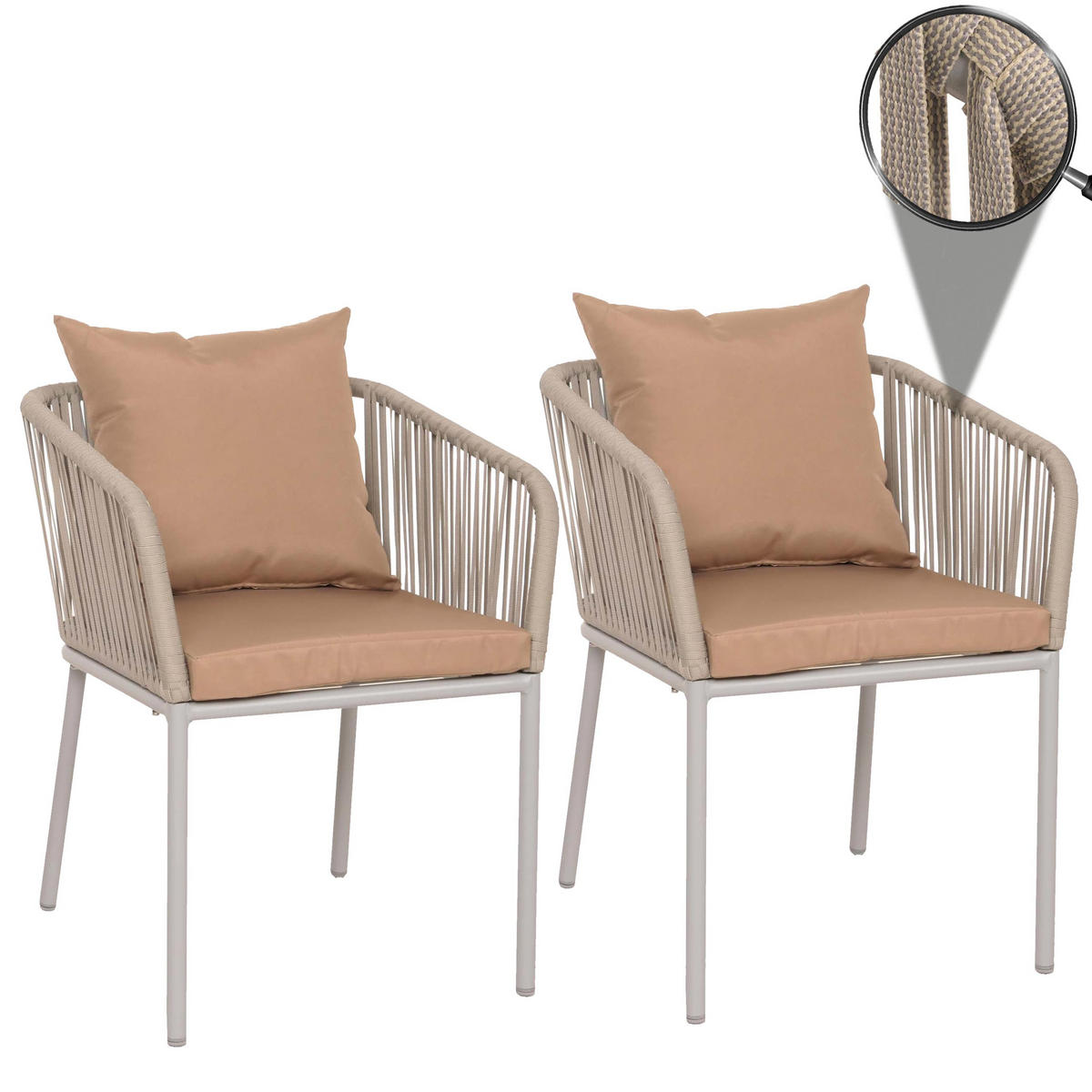 GARTENSTUHL Grau, Taupe - Taupe/Grau, Textil (55/75/55cm) - MCW