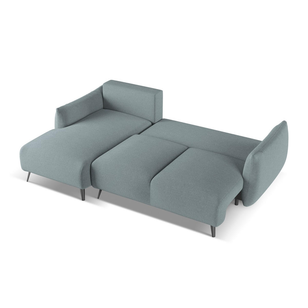 ECKSOFA mit Schlaffunktion Chenille Stoff Blau - Blau/Blaugrau, Textil/Metall (162/242cm) - LaMiaSofa
