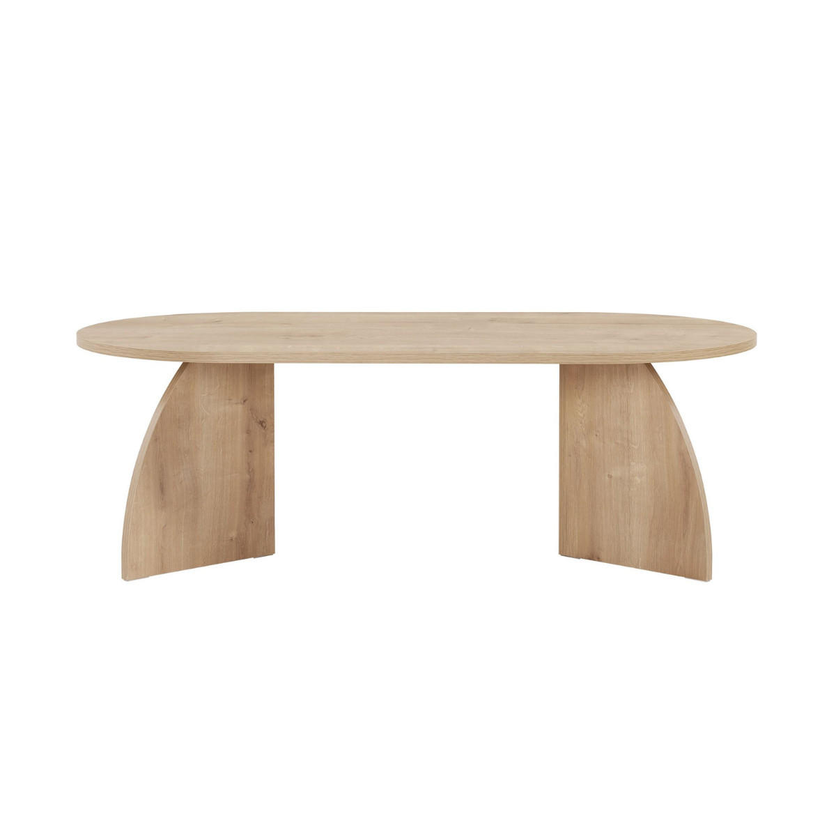 COUCHTISCH mit ovaler Tischplatte und geschwungenen Beinen 120/60/40 cm - Eichefarben, Holzwerkstoff (6.8/60/40cm) - Calicosy