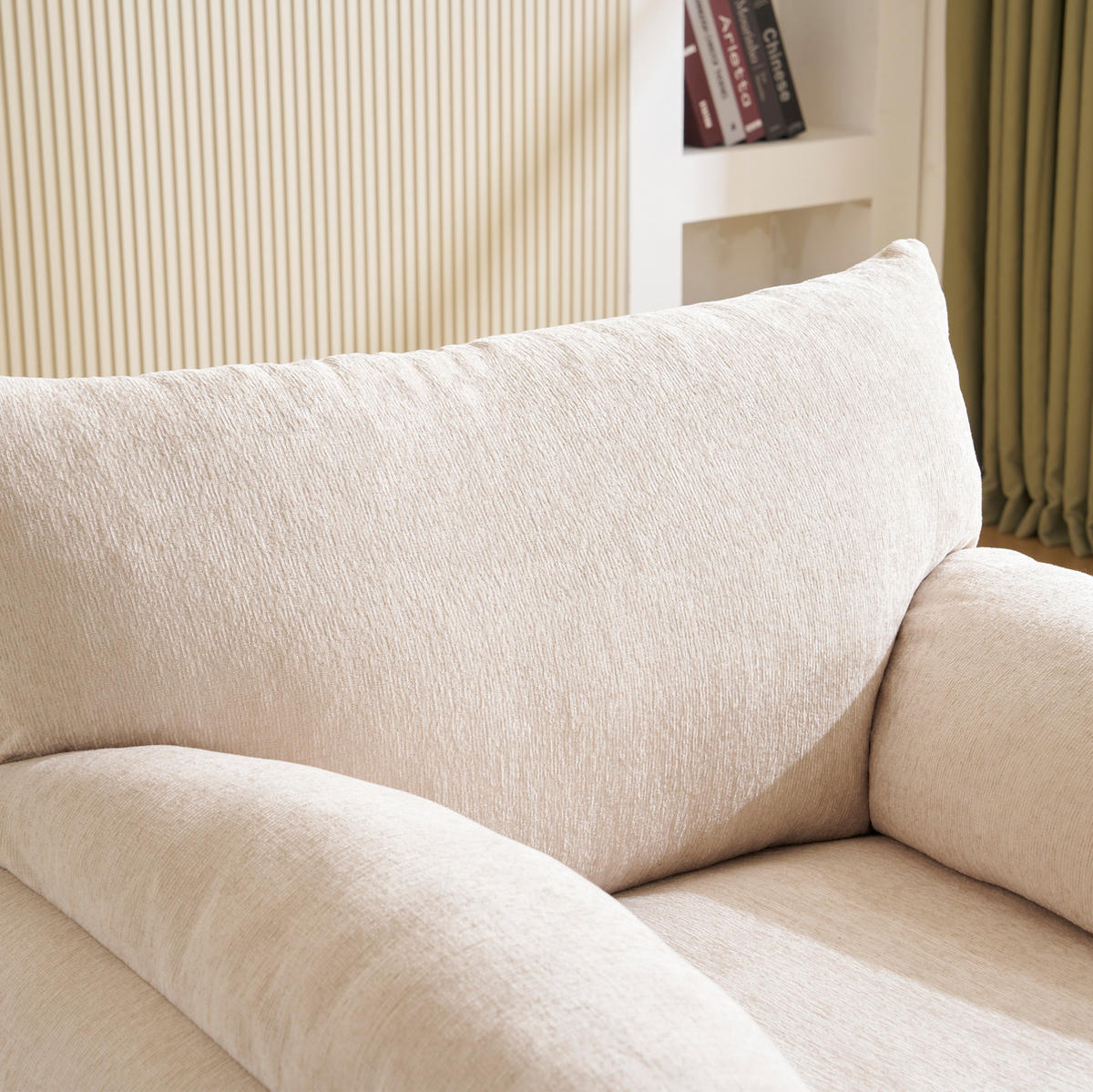 SESSEL 96/82/84 cm beige aus Chenille mit Armlehnenkissen - Beige, Textil (82/84/96cm) - OKWISH