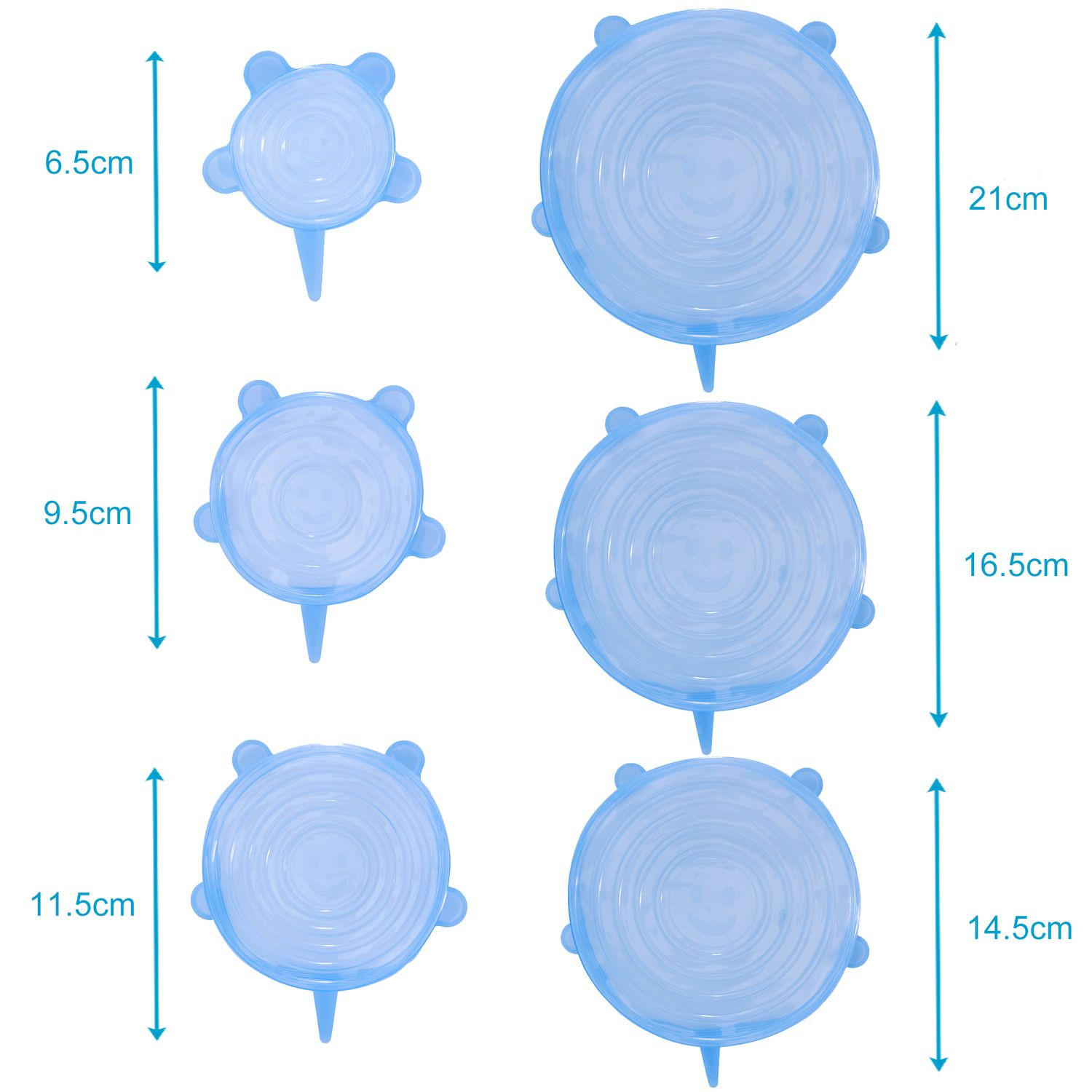 SILIKONABDECKUNG Universal 6x Frischhaltedeckel - Blau, Kunststoff (20.3/2/20.3cm) - Intirilife