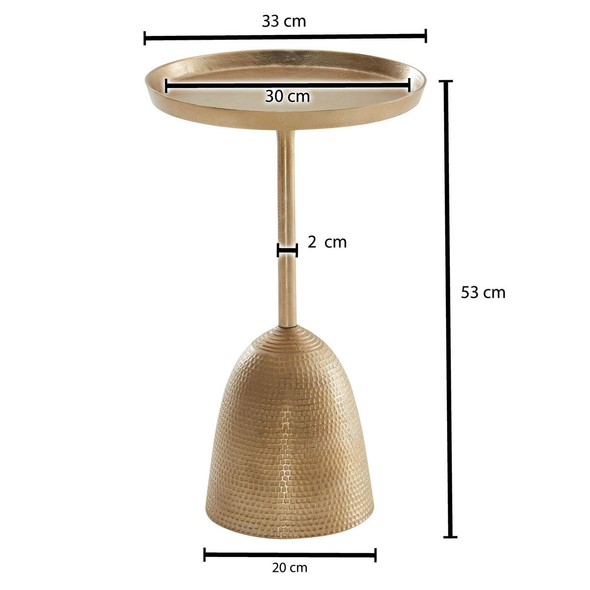BEISTELLTISCH – Rund Mattgold Aluminium lackiert 33x33x53 cm - Goldfarben, Metall (33/33/53cm) - KADIMA DESIGN
