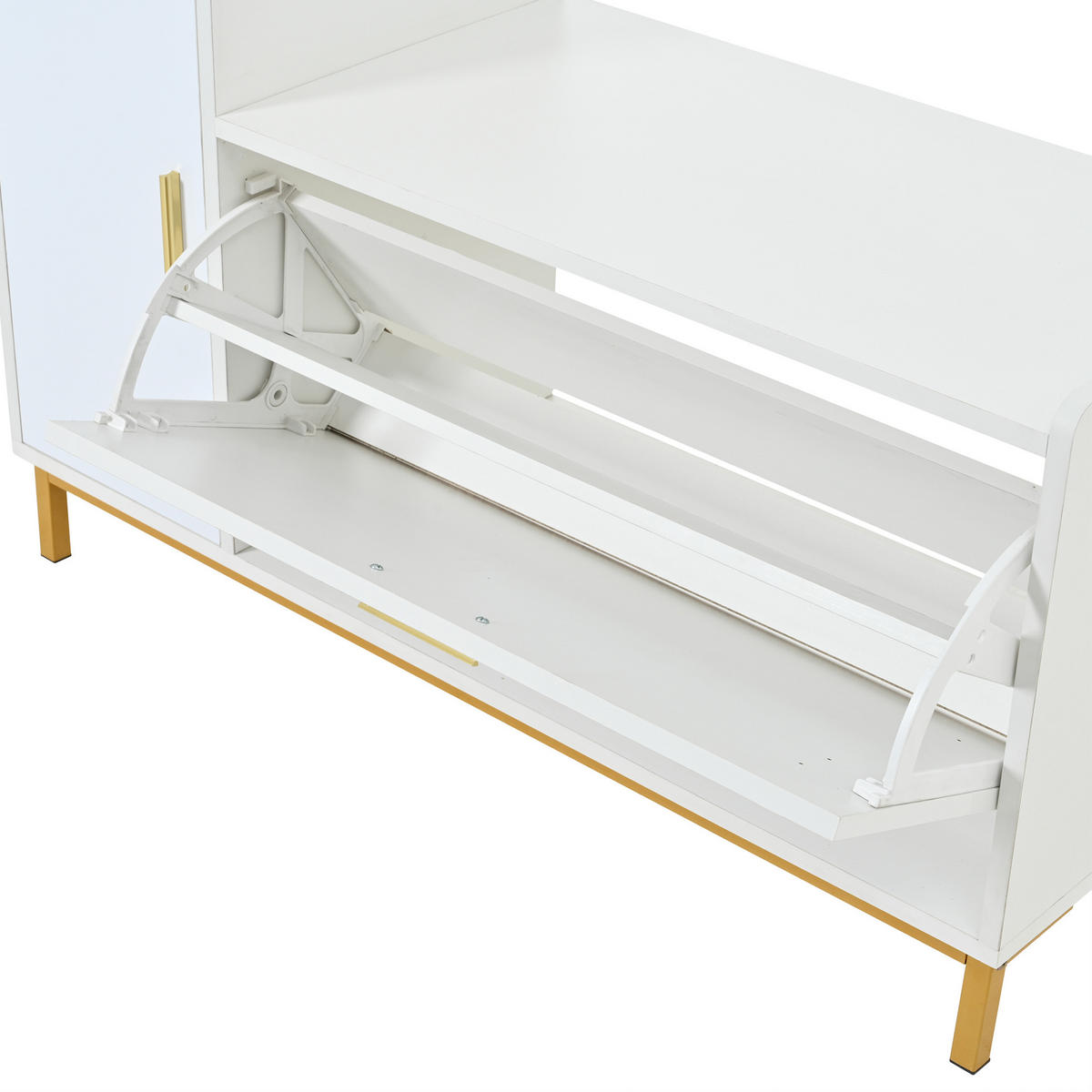 SCHUHSCHRANK aus Spanplatte 100x38x68cm in Weiß mit Sitzkissen - Weiß, Holzwerkstoff (100/68/38cm) - Modfu