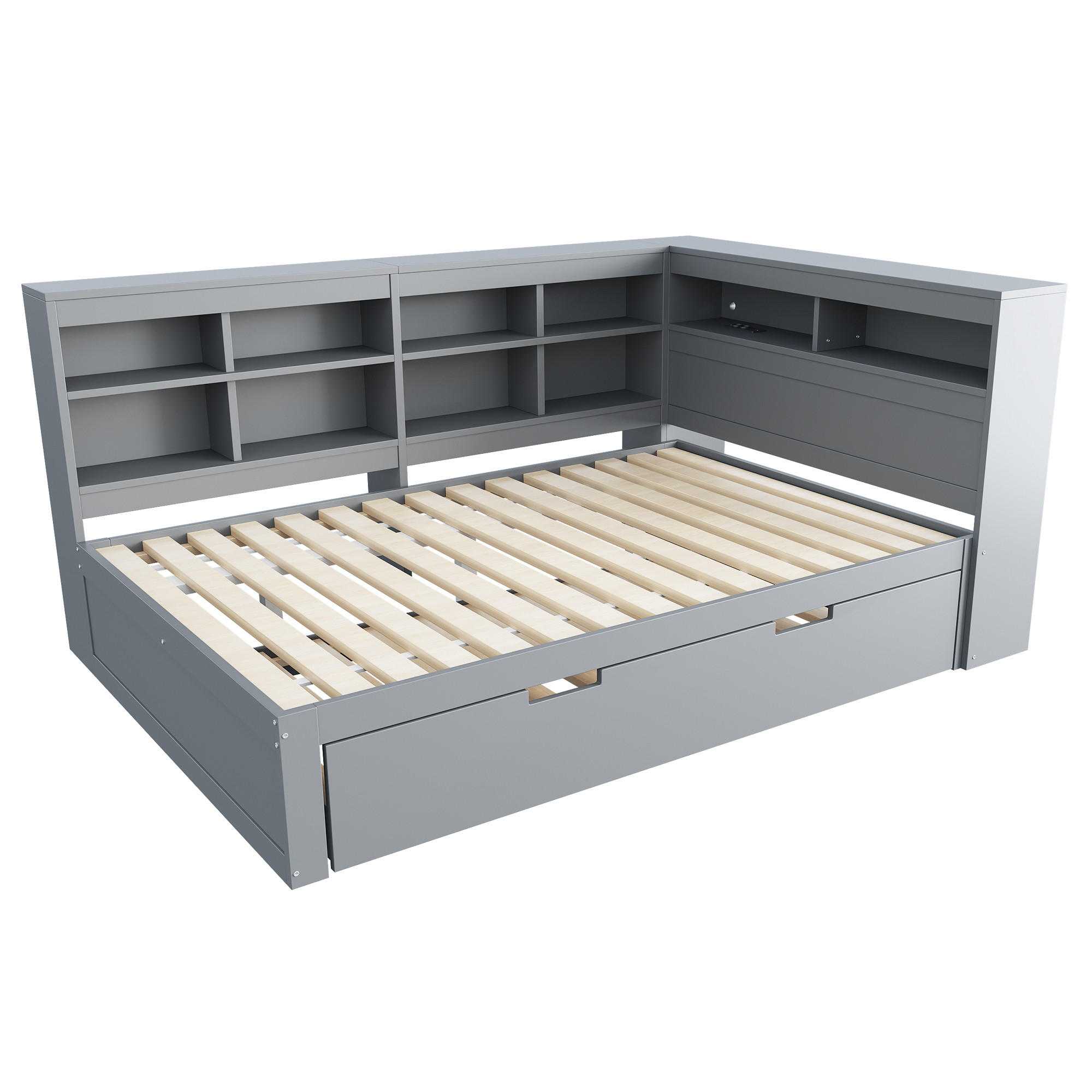 POLSTERBETT 140x200 cm Holz USB grau - Grau, Holz (140/200cm) - LEBENLANG