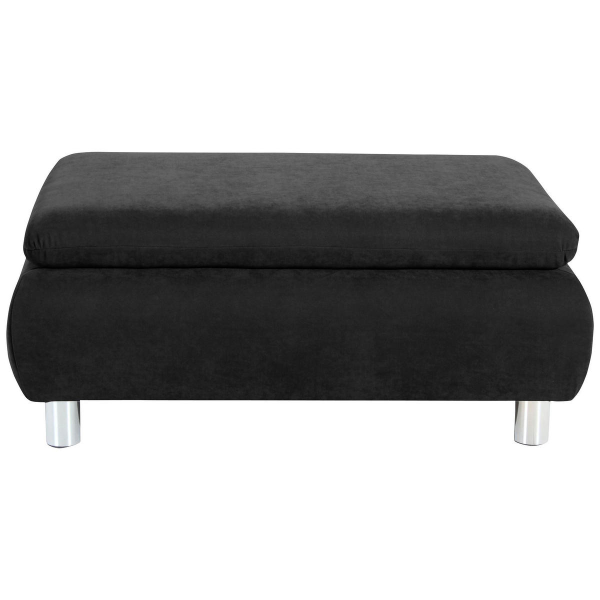 HOCKER Kaye Bezug Veloursstoff Metallfuß verchromt / schwarz - Schwarz, Kunststoff (90/43/60cm) - 58aufmkessel