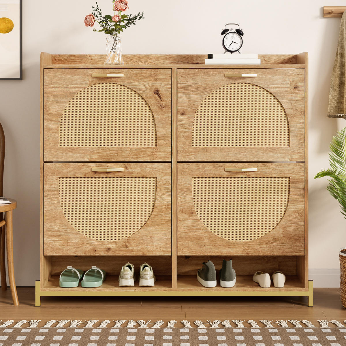 SCHUHSCHRANK platzsparend 108,5 x 24 x 100 cm MDF Wood - Zwetschgeholzfarben, Holz (24/100/108.5cm) - Beauniv