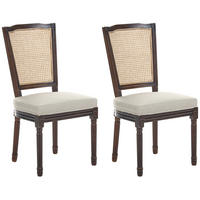 ŽIDLE sada 2 ks Dřevo Tmavě hnědá/Béžová Bonanza - tmavě hnědá, textil (53/97/57cm) - Beliani
