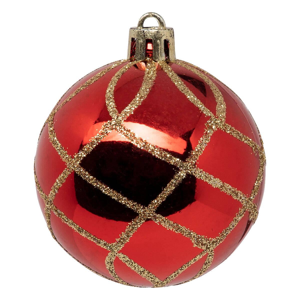 WEIHNACHTSKUGELN Glitzer-Muster Ø 6 cm - Rot, Kunststoff (6/7.2/6cm) - Atmosphera Createur d´interieur
