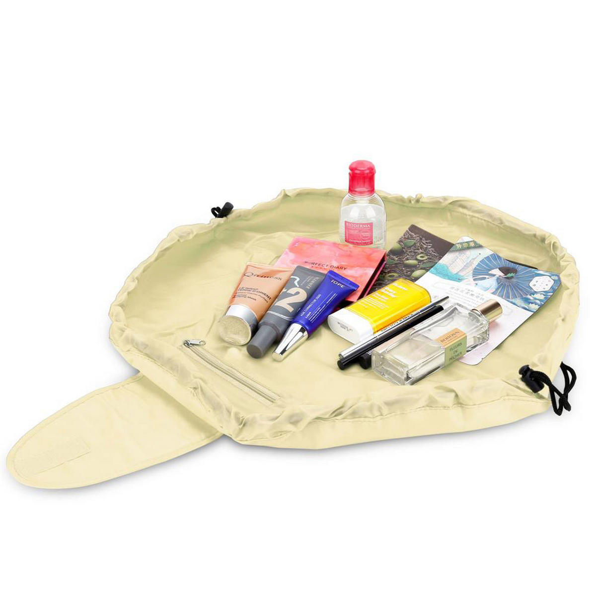 KOSMETIKTASCHE mit Reißverschlussfächern - Beige, Kunststoff (54/62cm) - Intirilife