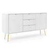 SIDEBOARD Salvia 2T 3S Weiß, Gold 168/87/39 cm – mit geriffelten Fronten und hohen Beinen - Goldfarben/Weiß, Holzwerkstoff/Metall (168/87/39cm) - AX Living