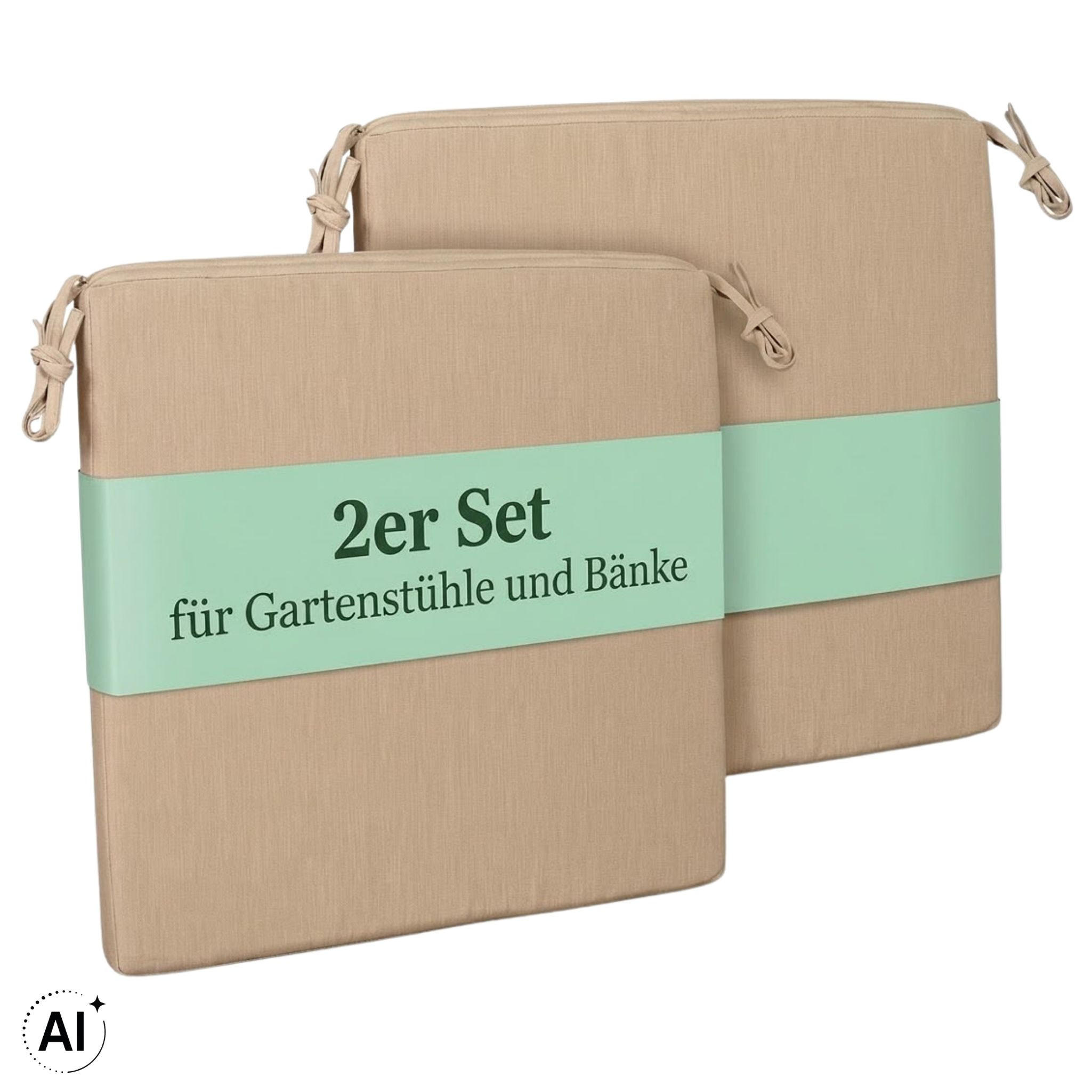 SITZKISSEN Auflage 2er Set beige - Beige, Textil (50/50/4cm) - Mr. Deko