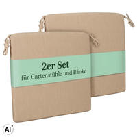 SITZKISSEN Auflage 2er Set beige - Beige, Textil (50/50/4cm) - Mr. Deko