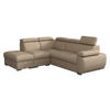 ECKSOFA Boston 2RR1P, Seite: Links PUFAP+R+1P(65)+2R - Hellbraun/Silberfarben, Holz/Textil (260/230cm) - MIRJAN24
