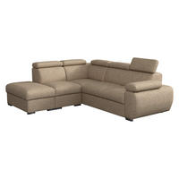 ECKSOFA Boston 2RR1P, Seite: Links PUFAP+R+1P(65)+2R - Hellbraun/Silberfarben, Holz/Textil (260/230cm) - MIRJAN24