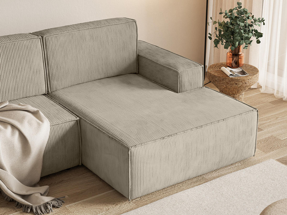 ECKSOFA KOKKO MINI mit Schlaffunktion, Beige - Beige, Textil (240/167cm) - Fedve