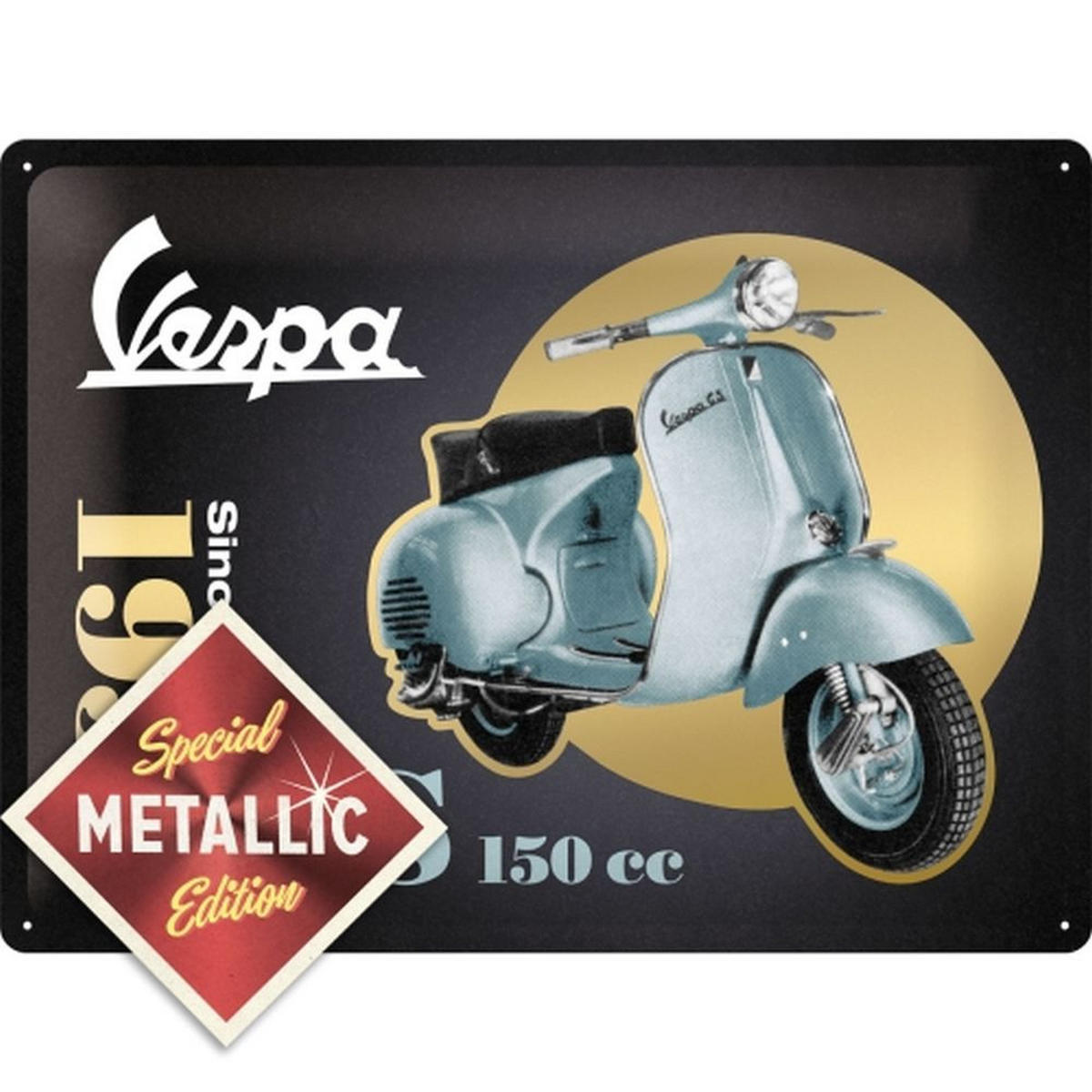 BLECHSCHILD 30/40 cm Vespa GS 150 Since 1955 - Multicolor, Metall (40/30/0.2cm) - Nostalgic-Art