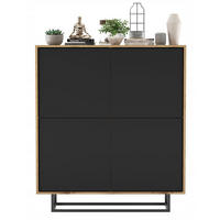 KOMMODE Apollo 4D Eiche wotan Schwarz Matt 113 cm - Schwarz, Holzwerkstoff/Metall (113/127/35cm) - Meble Lindner