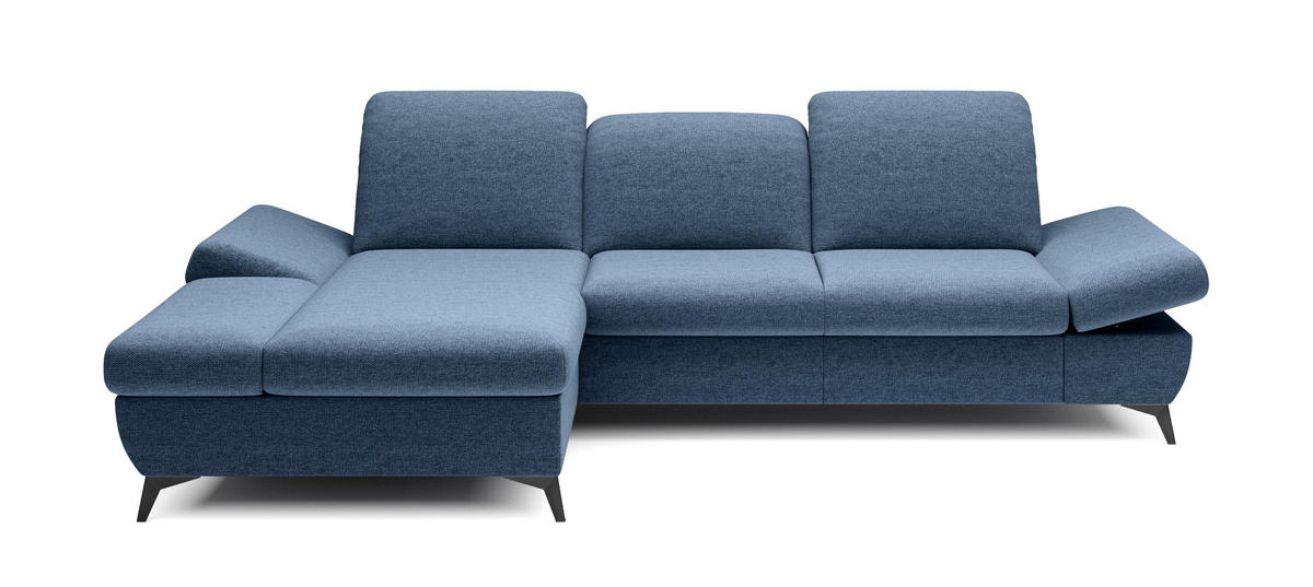 ECKSOFA FELICE L-S Blau Geflochtener Stoff mit Schlaffunktion - Blau, Holz (284/166cm) - MASSENO
