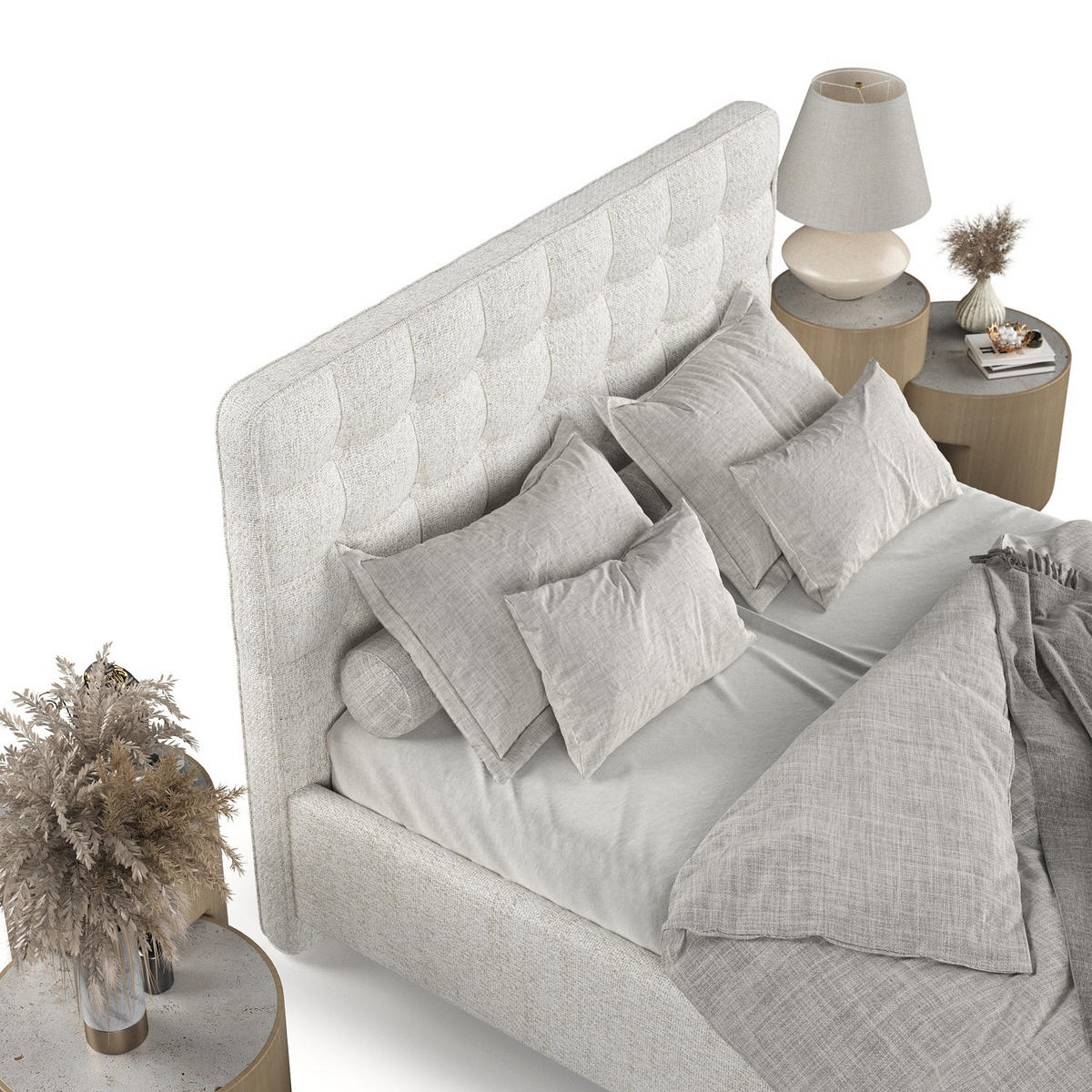 POLSTERBETT Paloma 120/200 cm Creme im Neve Stoff - Creme/Naturfarben, Holz/Holzwerkstoff (120/200cm) - AltaBeds
