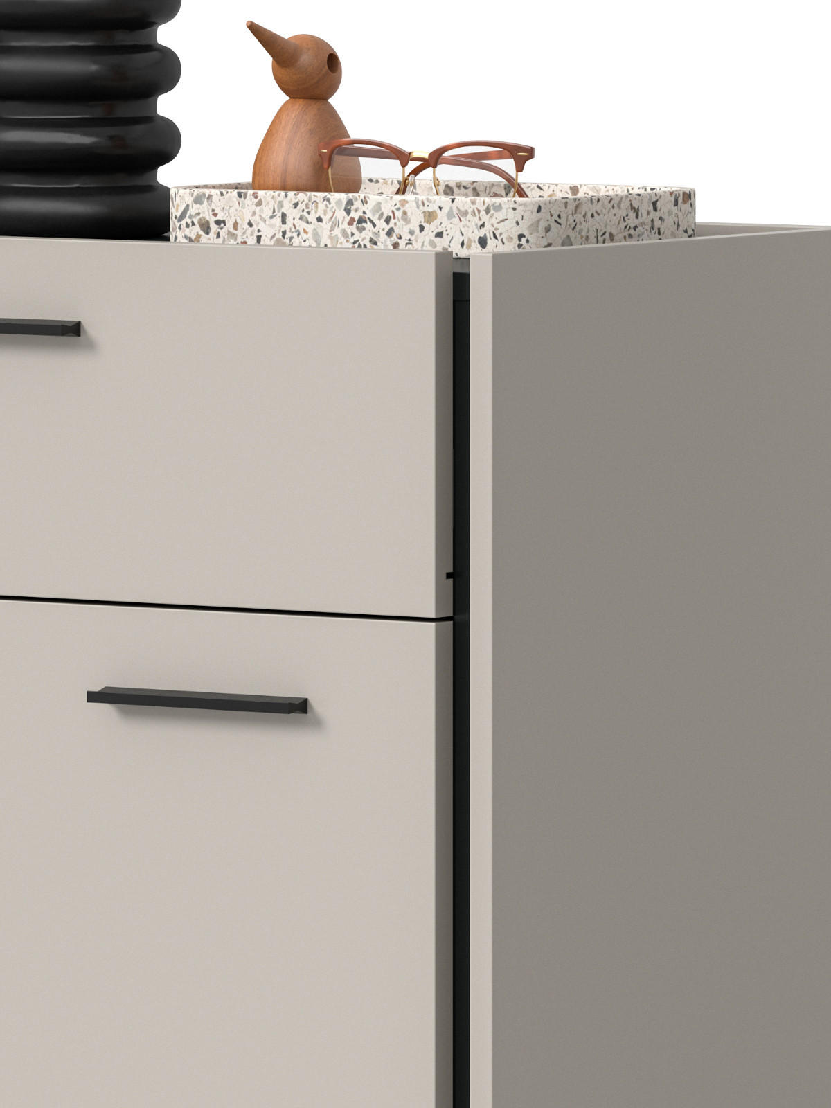GARDEROBEN-SET 3-teilig Kaschmir 111 x 190 cm, Garderobenkombination mit Soft-Close - Kaschmir/Schwarz, Holzwerkstoff/Kunststoff (111/190/37cm) - Inn.Furn