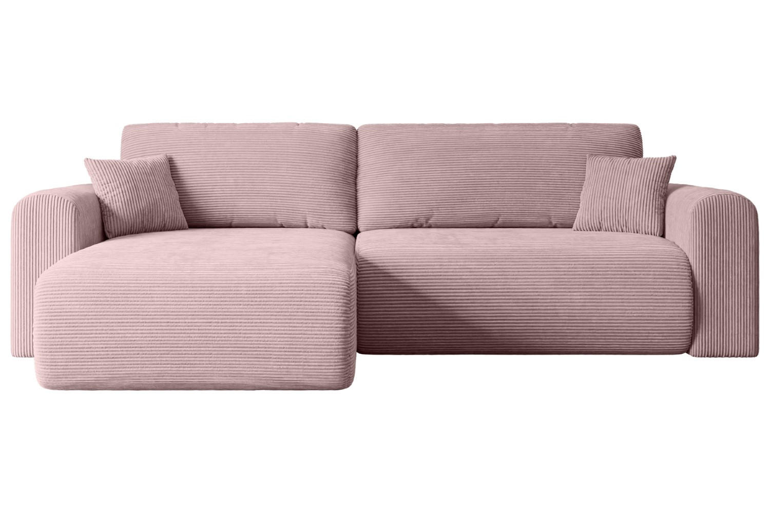 ALTDECOR ROHOVÁ SEDACÍ SOUPRAVA s funkcí lůžka a úložným prostorem ORRO-L – 272 x 145 x 83 cm, růžový manšestr