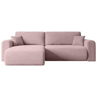 ECKSOFA mit Schlaffunktion und Bettkasten ORRO-L - 272x145x83 cm Rosa Cord - Schwarz/Rosa, Holzwerkstoff/Kunststoff (272/145cm) - ALTDECOR