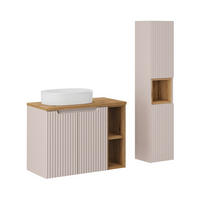KOUPELNOVÝ NÁBYTEK 80.4cm Riva 2er-Set Kašmír a dřevo - béžová, kompozitní dřevo (80.4/59.5/40cm) - Petits-meubles