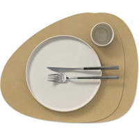 PLATZSET TISCHSETS Nupo - Leder - Khaki - Curved - Abwaschbar - 44 x 37 cm - 2 Stück - Gelb, Leder (44/37/2cm) - LIND DNA