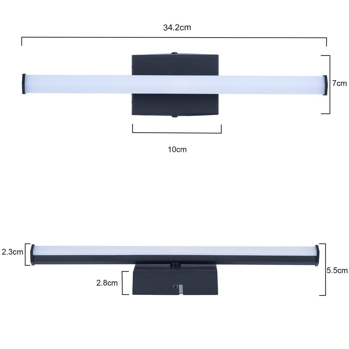 LED nástěnné svítidlo Yaskus 34,2/10/5,5 cm - černá, kov (10/5.5/34.2cm) - Nettlife